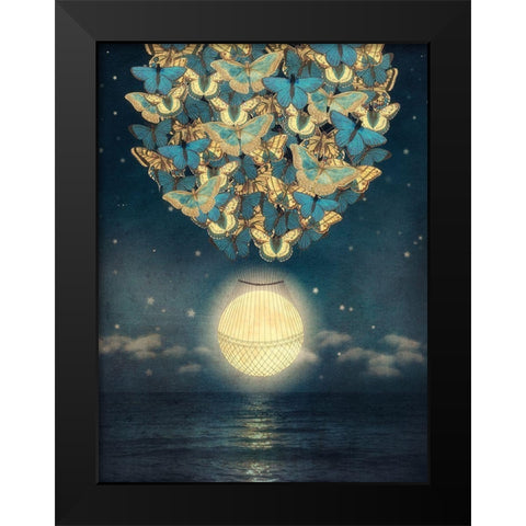 The Rising Moon Black Modern Wood Framed Art Print by Flores, Paula Belle