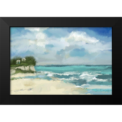 A Perfect Day At The Beach Black Modern Wood Framed Art Print by Finn, Tina