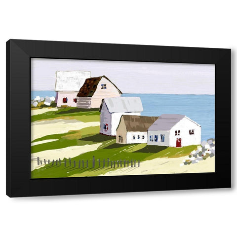 Cottages By The Sea Black Modern Wood Framed Art Print by Finn, Tina