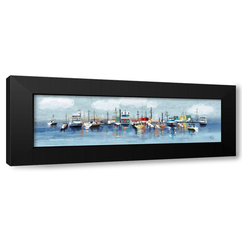 Marina In The Fog Black Modern Wood Framed Art Print by Finn, Tina