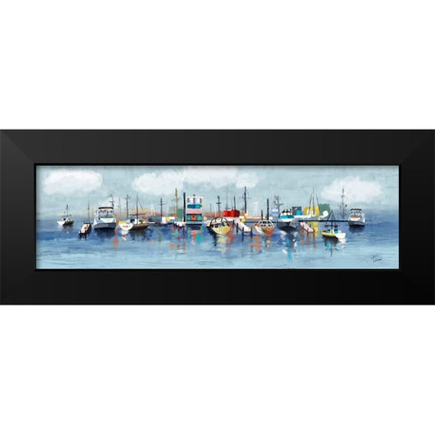 Marina In The Fog Black Modern Wood Framed Art Print by Finn, Tina