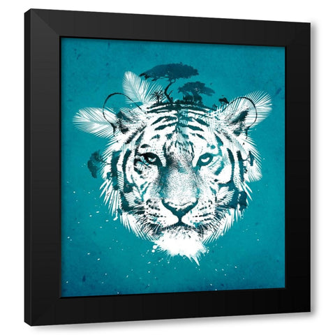 White Tiger Black Modern Wood Framed Art Print with Double Matting by Farkas, Robert