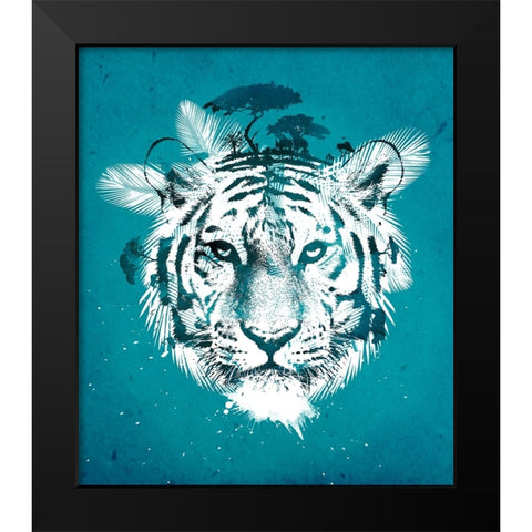 White Tiger Black Modern Wood Framed Art Print by Farkas, Robert