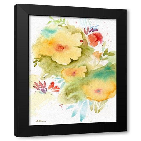 Fiesta Flowers Black Modern Wood Framed Art Print by Golden, Sheila