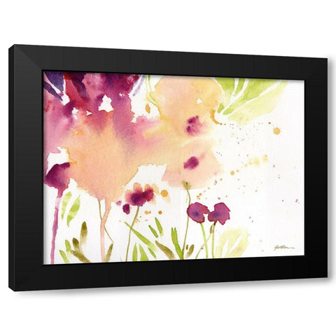 Maroon Black Modern Wood Framed Art Print by Golden, Sheila