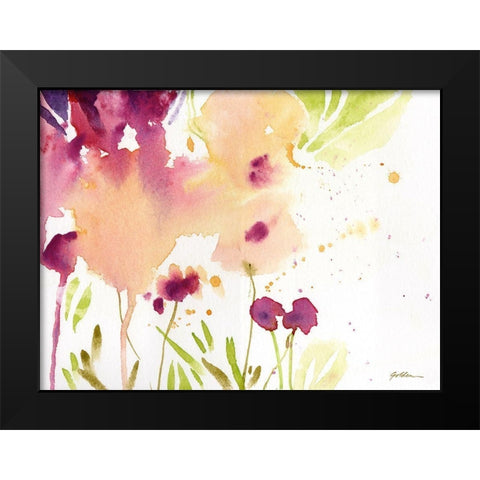 Maroon Black Modern Wood Framed Art Print by Golden, Sheila