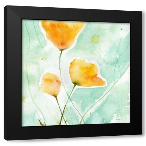 Precious Poppies Black Modern Wood Framed Art Print with Double Matting by Golden, Sheila