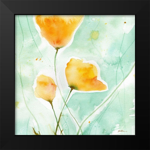 Precious Poppies Black Modern Wood Framed Art Print by Golden, Sheila