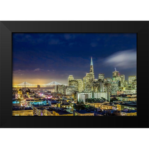 San Francisco Holiday Lights Black Modern Wood Framed Art Print by Gordon, Dave