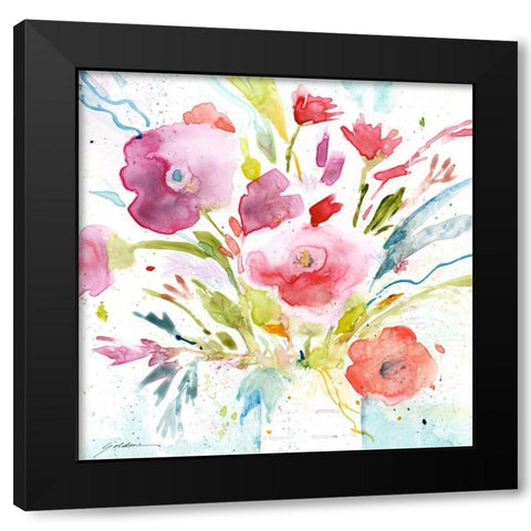 Bouquet with Magenta Black Modern Wood Framed Art Print with Double Matting by Golden, Sheila