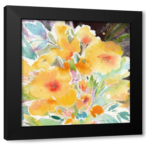 Yellow Bouquet Black Modern Wood Framed Art Print with Double Matting by Golden, Sheila