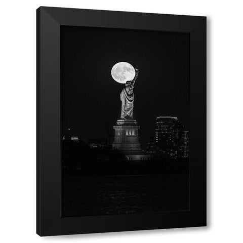 Full Moon New York Black Modern Wood Framed Art Print by Getty, Bruce