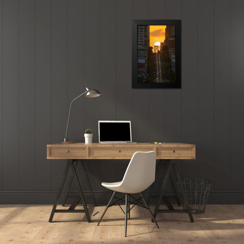 Lombard Street Cable Car Black Modern Wood Framed Art Print by Getty, Bruce