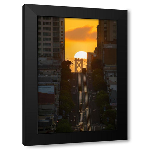 Lombard Street Cable Car Black Modern Wood Framed Art Print with Double Matting by Getty, Bruce