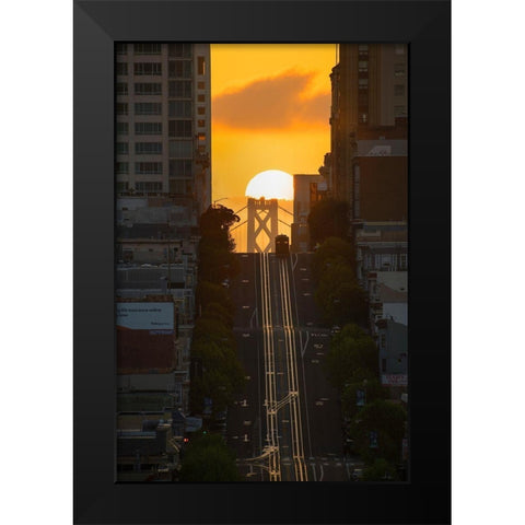 Lombard Street Cable Car Black Modern Wood Framed Art Print by Getty, Bruce