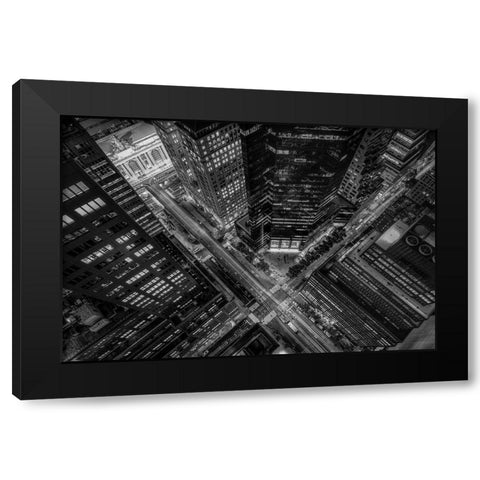 New York City Looking Down Black Modern Wood Framed Art Print by Getty, Bruce