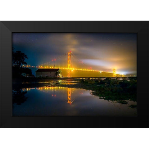 Dark Night Black Modern Wood Framed Art Print by Gordon, Dave