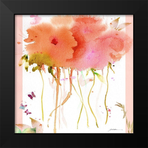 Butterfly Blossoming Black Modern Wood Framed Art Print by Golden, Sheila