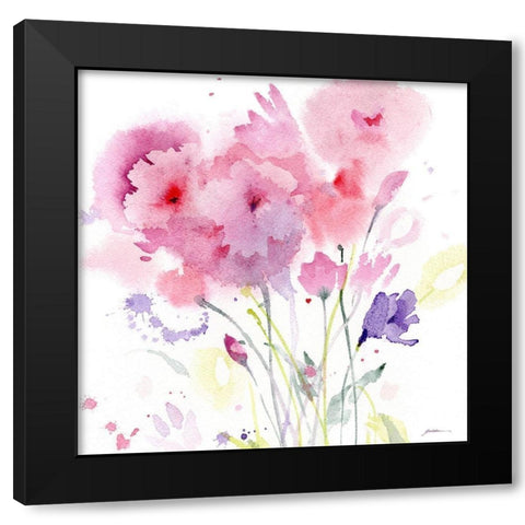 Blush Garden Black Modern Wood Framed Art Print with Double Matting by Golden, Sheila