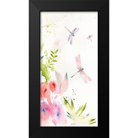 Flight of the Dragonfly #2 Black Modern Wood Framed Art Print by Golden, Sheila
