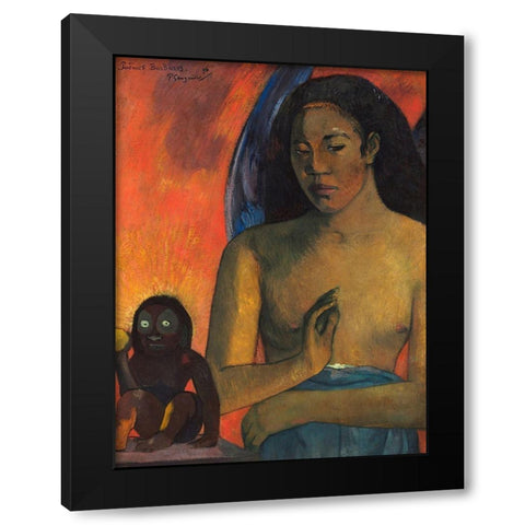 Barbarian Poems, 1896 Black Modern Wood Framed Art Print by Gauguin, Paul