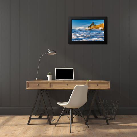 Capitola Cliffs and Waves Black Modern Wood Framed Art Print by Gavrilis, John