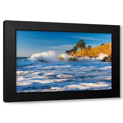 Capitola Cliffs and Waves Black Modern Wood Framed Art Print by Gavrilis, John