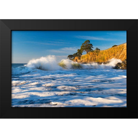 Capitola Cliffs and Waves Black Modern Wood Framed Art Print by Gavrilis, John