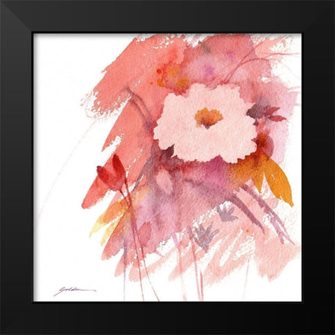 Coral Rose Black Modern Wood Framed Art Print by Golden, Sheila