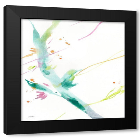Leaves Of Teal Black Modern Wood Framed Art Print with Double Matting by Golden, Sheila