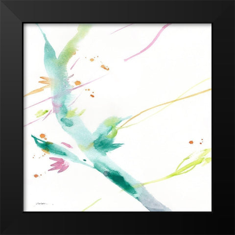 Leaves Of Teal Black Modern Wood Framed Art Print by Golden, Sheila