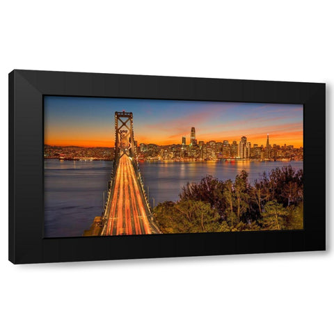 Bay Bridge and Evening Commute Black Modern Wood Framed Art Print by Gavrilis, John