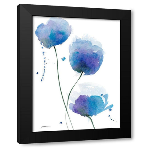 Periwinkle Blue Black Modern Wood Framed Art Print by Golden, Sheila