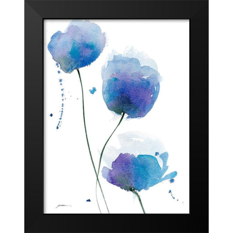 Periwinkle Blue Black Modern Wood Framed Art Print by Golden, Sheila