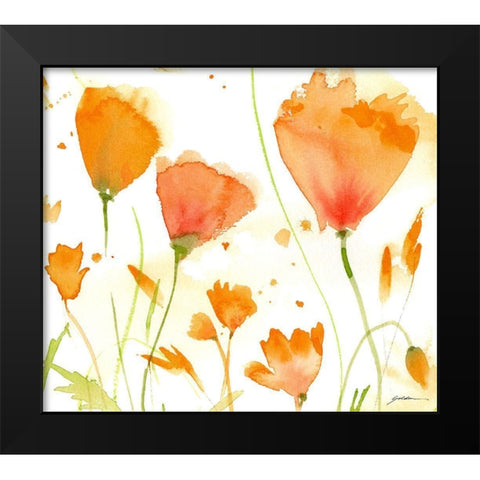 Poppy Moment Black Modern Wood Framed Art Print by Golden, Sheila