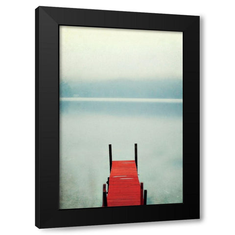 Red Boat Dock Black Modern Wood Framed Art Print by Grippo-Pike, Carrie Ann