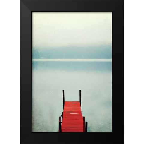 Red Boat Dock Black Modern Wood Framed Art Print by Grippo-Pike, Carrie Ann