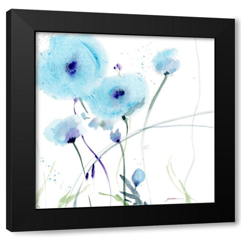 Blues Black Modern Wood Framed Art Print by Golden, Sheila