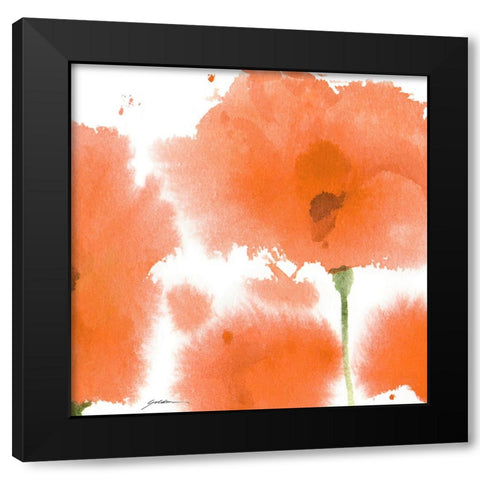 Red Orange Poppies Black Modern Wood Framed Art Print with Double Matting by Golden, Sheila