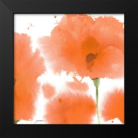 Red Orange Poppies Black Modern Wood Framed Art Print by Golden, Sheila