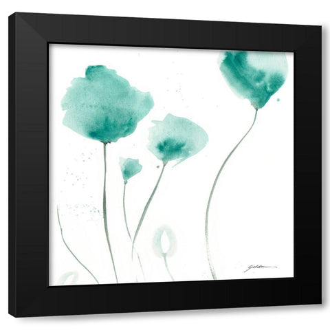 Teal Trio Black Modern Wood Framed Art Print by Golden, Sheila