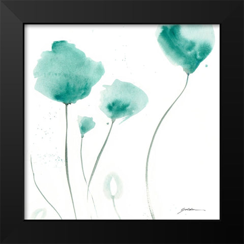 Teal Trio Black Modern Wood Framed Art Print by Golden, Sheila