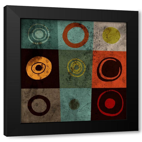 Tiles Circles Black Modern Wood Framed Art Print by GraphINC