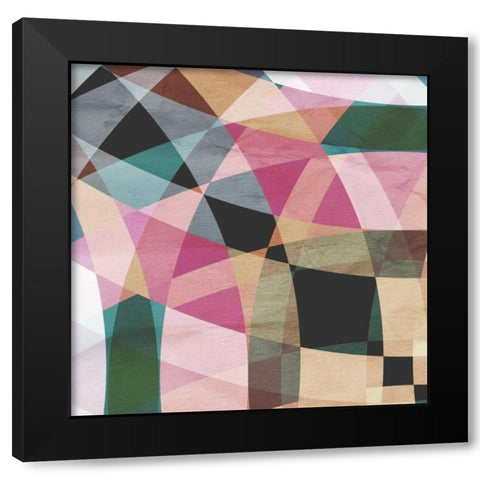 Geometric Design 1 Black Modern Wood Framed Art Print with Double Matting by GraphINC Studio
