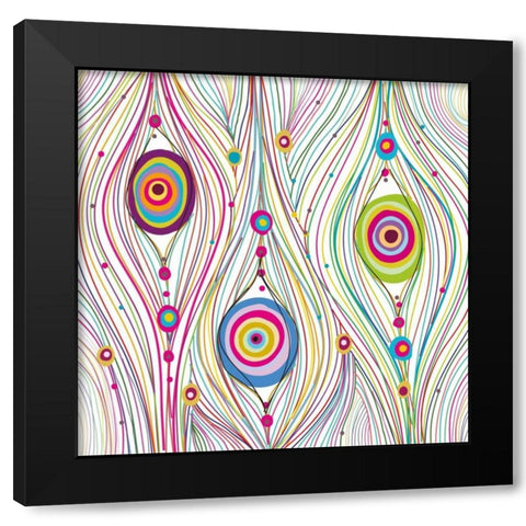 Peacock Feathers Black Modern Wood Framed Art Print by GraphINC Studio