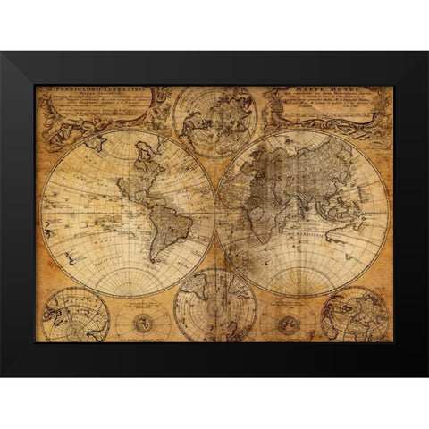 Vintage Map Black Modern Wood Framed Art Print by GraphINC Studio
