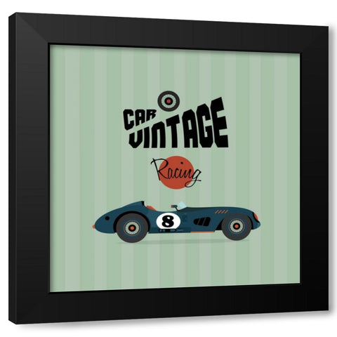Vintage Racing 1 Black Modern Wood Framed Art Print by GraphINC Studio