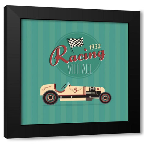 Vintage Racing 2 Black Modern Wood Framed Art Print with Double Matting by GraphINC Studio