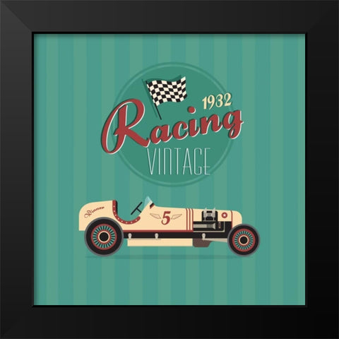 Vintage Racing 2 Black Modern Wood Framed Art Print by GraphINC Studio