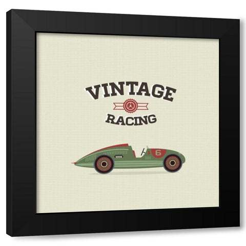 Vintage Racing 3 Black Modern Wood Framed Art Print with Double Matting by GraphINC Studio
